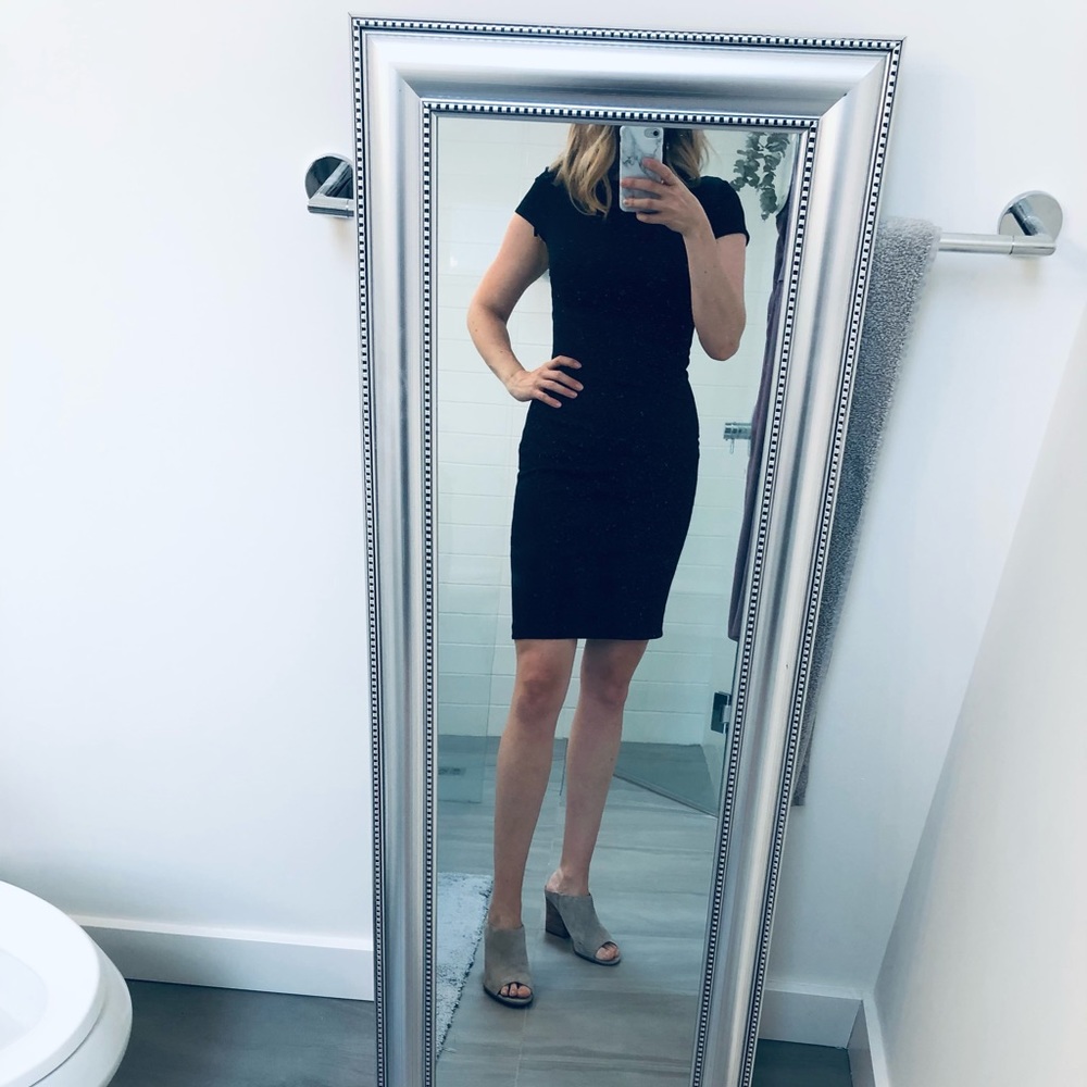 Black pencil dress with cutout back detail